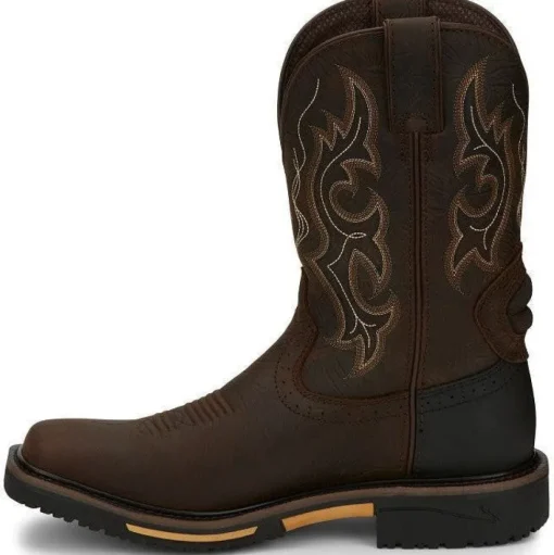 Justin Men's Joist 11" Waterproof Western Work Boot -Brown- SE4624