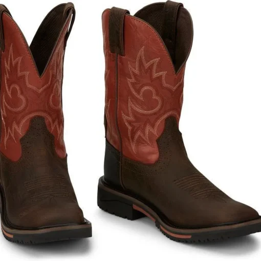 Justin Men's Joist 11" Waterproof Western Work Boot -Brown- SE4944