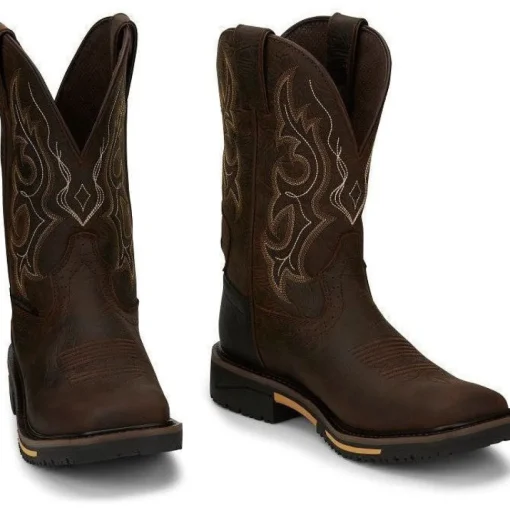 Justin Men's Joist 11" Waterproof Western Work Boot -Brown- SE4624