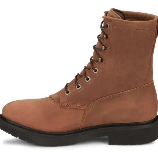 Justin Men's Livestock 8" WP Lace Up Western Work Boot -Brown- OW604