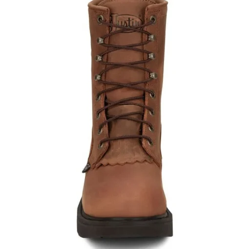 Justin Men's Livestock 8" WP Lace Up Western Work Boot -Brown- OW604