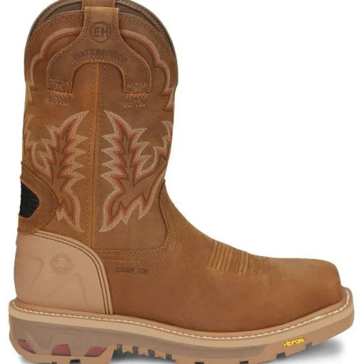 Justin Men's Montana 11" Nano Comp Toe Western Work Boot- Brown- CR2124