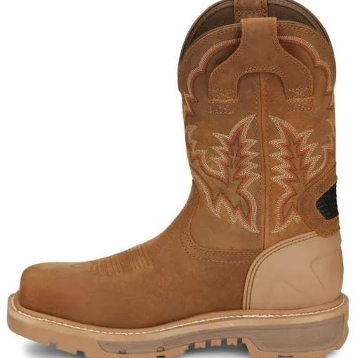 Justin Men's Montana 11" Nano Comp Toe Western Work Boot- Brown- CR2124