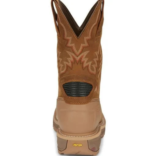 Justin Men's Montana 11" Nano Comp Toe Western Work Boot- Brown- CR2124
