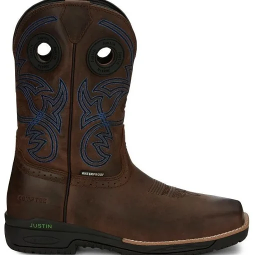 Justin Men's Nitread 11" Nano Comp Toe Western Work Boot -Brown- CR3204
