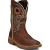 Justin Men's Nitread 11" Square Toe WP Western Work Boot -Brown- CR3200