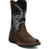 Justin Men's Nitread 11" Square Toe WP Western Work Boot -Black- CR3205