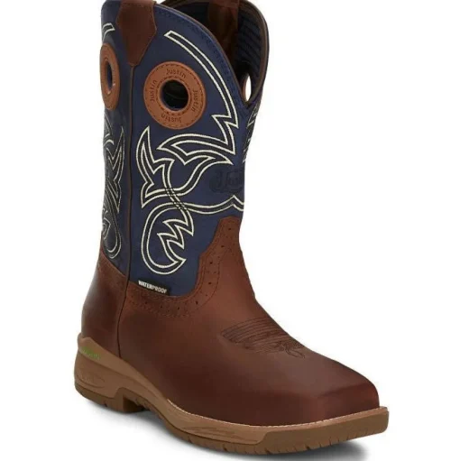 Justin Men's Nitread 11" Square Toe Western Work Boot -Blue- CR3206