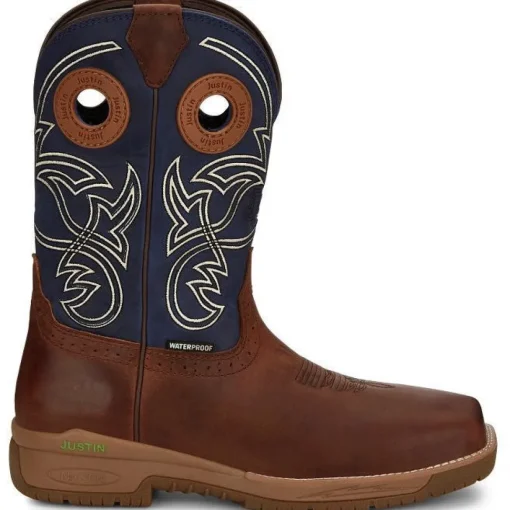 Justin Men's Nitread 11" Square Toe Western Work Boot -Blue- CR3206