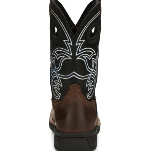 Justin Men's Nitread 11" Square Toe WP Western Work Boot -Black- CR3205