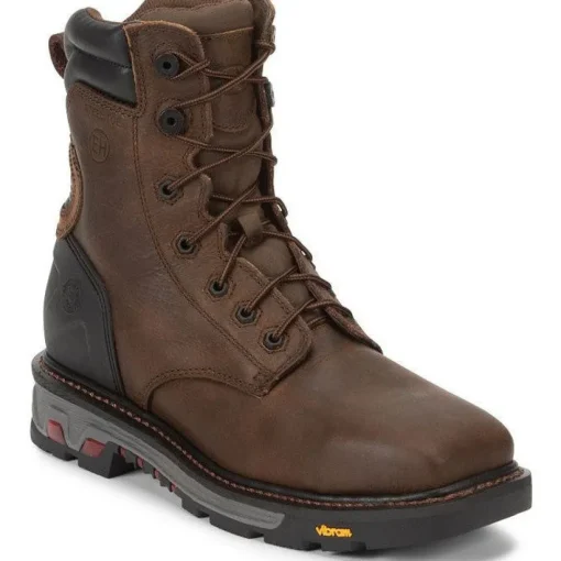 Justin Men's Pipefitter 8" Steel Toe Western Work Boot - Brown - WK200