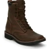 Justin Men's Pulley 8" Lace Western Work Boot -Brown- SE681