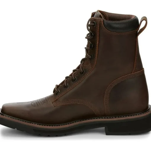 Justin Men's Pulley 8" Lace Western Work Boot -Brown- SE681
