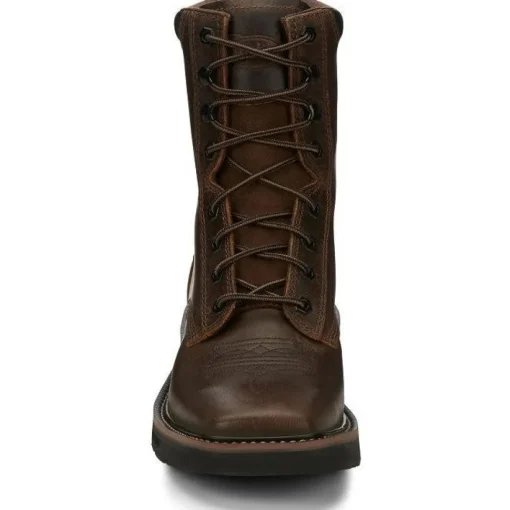Justin Men's Pulley 8" Lace Western Work Boot -Brown- SE681