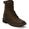 Justin Men's Pulley 8" Steel Toe Lace Up Western Work Boot -Brown- SE682