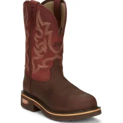 Justin Men's Resistor 11" Comp Toe WP Western Work Boot- Brown- CR4007
