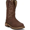 Justin Men's Resistor 11" Comp Toe WP Western Work Boot- Brown- CR4008