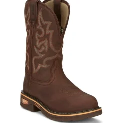 Justin Men's Resistor 11" Comp Toe WP Western Work Boot- Brown- CR4008