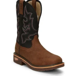 Justin Men's Resistor 11" Nano Comp Toe Western Work Boot -Brown- CR4012