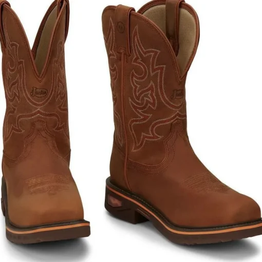 Justin Men's Resistor 11" Nano Comp Toe Western Work Boot -Brown- CR4016