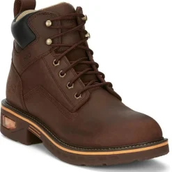 Justin Men's Resistor 6" WP Lace Up Western Work Boot -Brown- CR401
