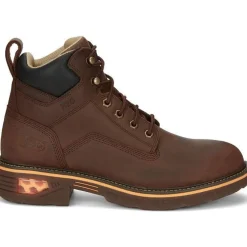 Justin Men's Resistor 6" WP Lace Up Western Work Boot -Brown- CR401