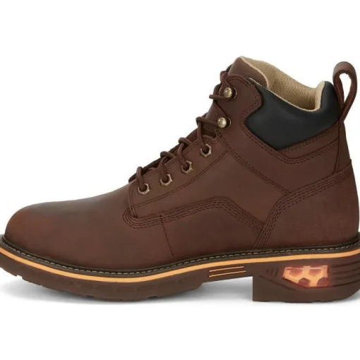 Justin Men's Resistor 6" WP Lace Up Western Work Boot -Brown- CR401