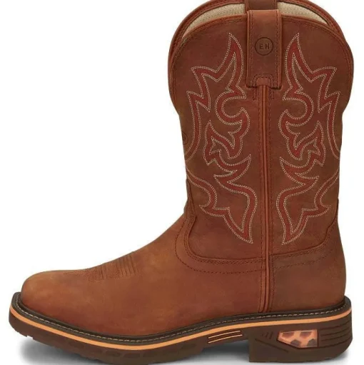 Justin Men's Resistor 11" WP Western Work Boot -Brown- CR4011