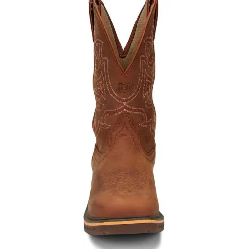 Justin Men's Resistor 11" WP Western Work Boot -Brown- CR4011