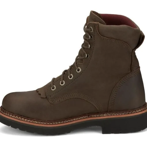 Justin Men's Rivot 8" Lace Up Western Work Boot -Brown - OW441