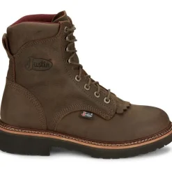 Justin Men's Rivot 8" WP Lace Up Western Work Boot -Brown- OW440