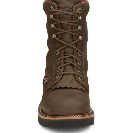 Justin Men's Rivot 8" WP Lace Up Western Work Boot -Brown- OW440