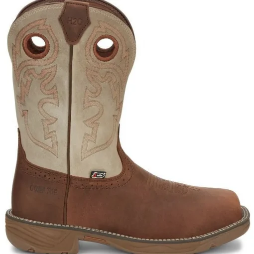 Justin Men's Rush 11" Comp Toe Western Work Boot -Tan- WK4338