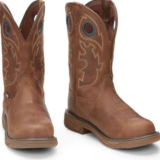 Justin Men's Rush 11" Nano CT Western Work Boot -Brown- SE4334