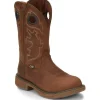 Justin Men's Rush 11" Round Toe WP Western Work Boot -Brown- SE4332