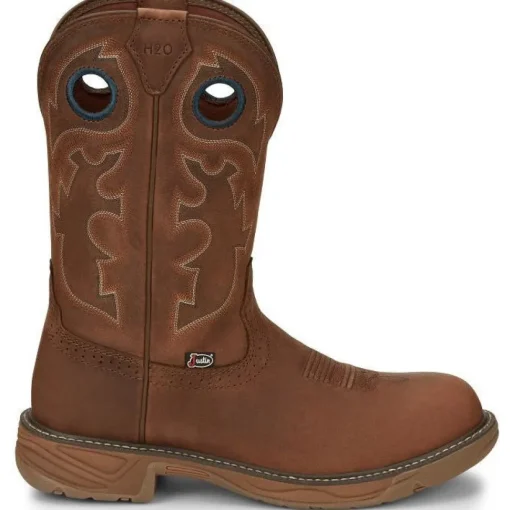 Justin Men's Rush 11" Round Toe WP Western Work Boot -Brown- SE4332