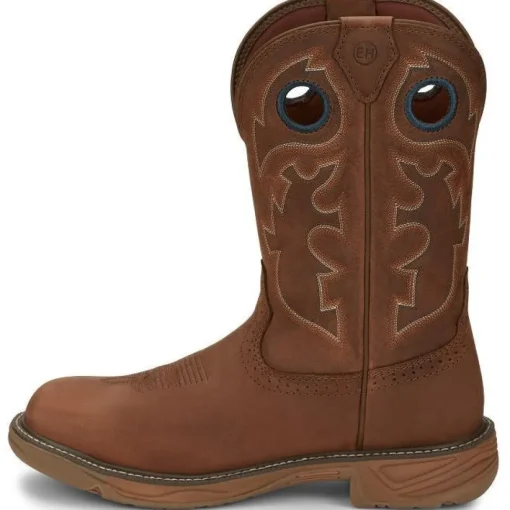 Justin Men's Rush 11" Round Toe WP Western Work Boot -Brown- SE4332