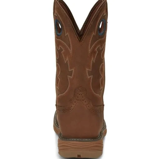 Justin Men's Rush 11" Round Toe WP Western Work Boot -Brown- SE4332