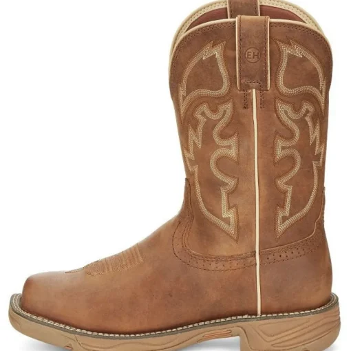 Justin Men's Rush 11" Steel Toe WP Western Work Boot -Tan- SE4340