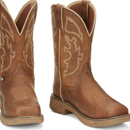 Justin Men's Rush 11" Steel Toe WP Western Work Boot -Tan- SE4340