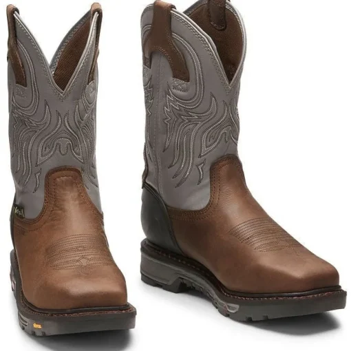Justin Men's Tanker 11" Steel Toe Western Work Boot -Brown- WK2102