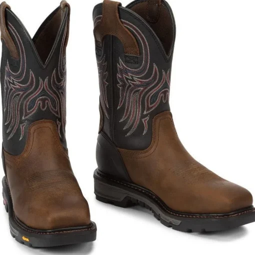 Justin Men's Tanker 11" Steel Toe Western Work Boot -Brown- WK2104