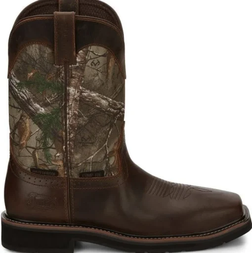 Justin Men's Trekker 11" CT WP Western Work Boot -Brown- SE4677