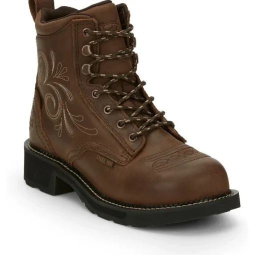 Justin Women's Katerina 6" Steel Toe Western Work Boot -Brown- GY985