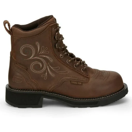 Justin Women's Katerina 6" Steel Toe Western Work Boot -Brown- GY985
