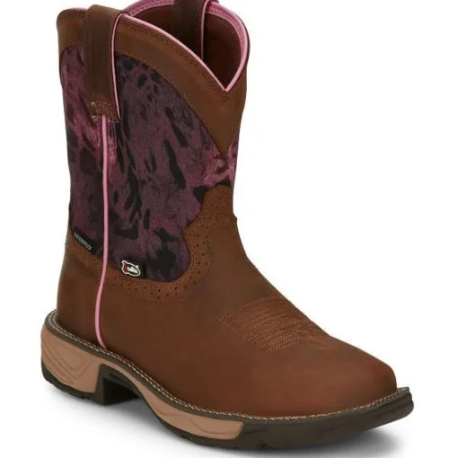 Justin Women's Rush 8" Waterproof Western Work Boot -Brown- SE4358