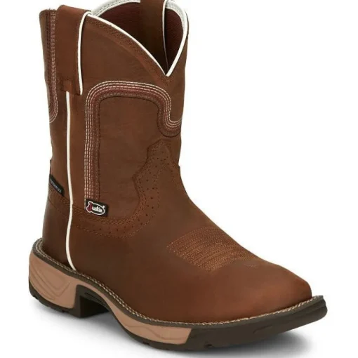 Justin Women's Rush 8" Waterproof Western Work Boot -Brown- SE4359