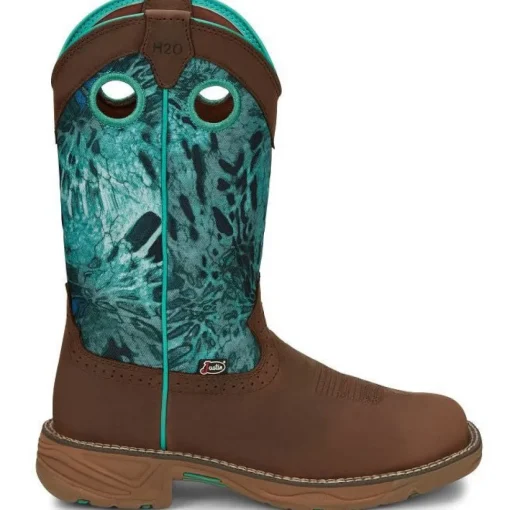 Justin Women's Rush 11" Waterproof Western Work Boot -Brown- SE4355