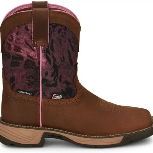 Justin Women's Rush 8" Waterproof Western Work Boot -Brown- SE4358