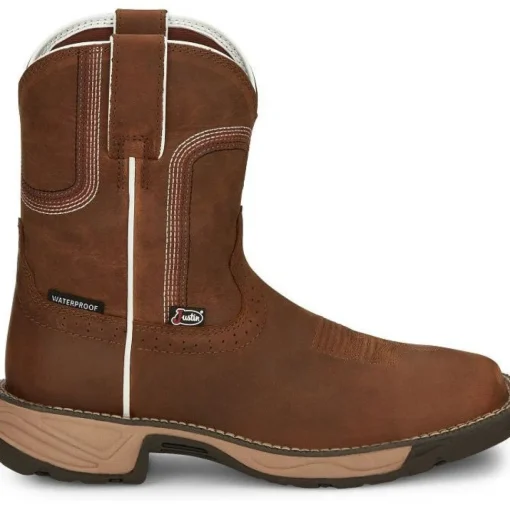 Justin Women's Rush 8" Waterproof Western Work Boot -Brown- SE4359